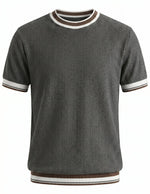 Charcoal grey men’s ribbed short sleeve T-shirt with contrast trim