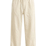 Cream relaxed-fit casual pants on a white background.
