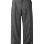 Dark gray relaxed-fit casual pants with straight legs on a white background.