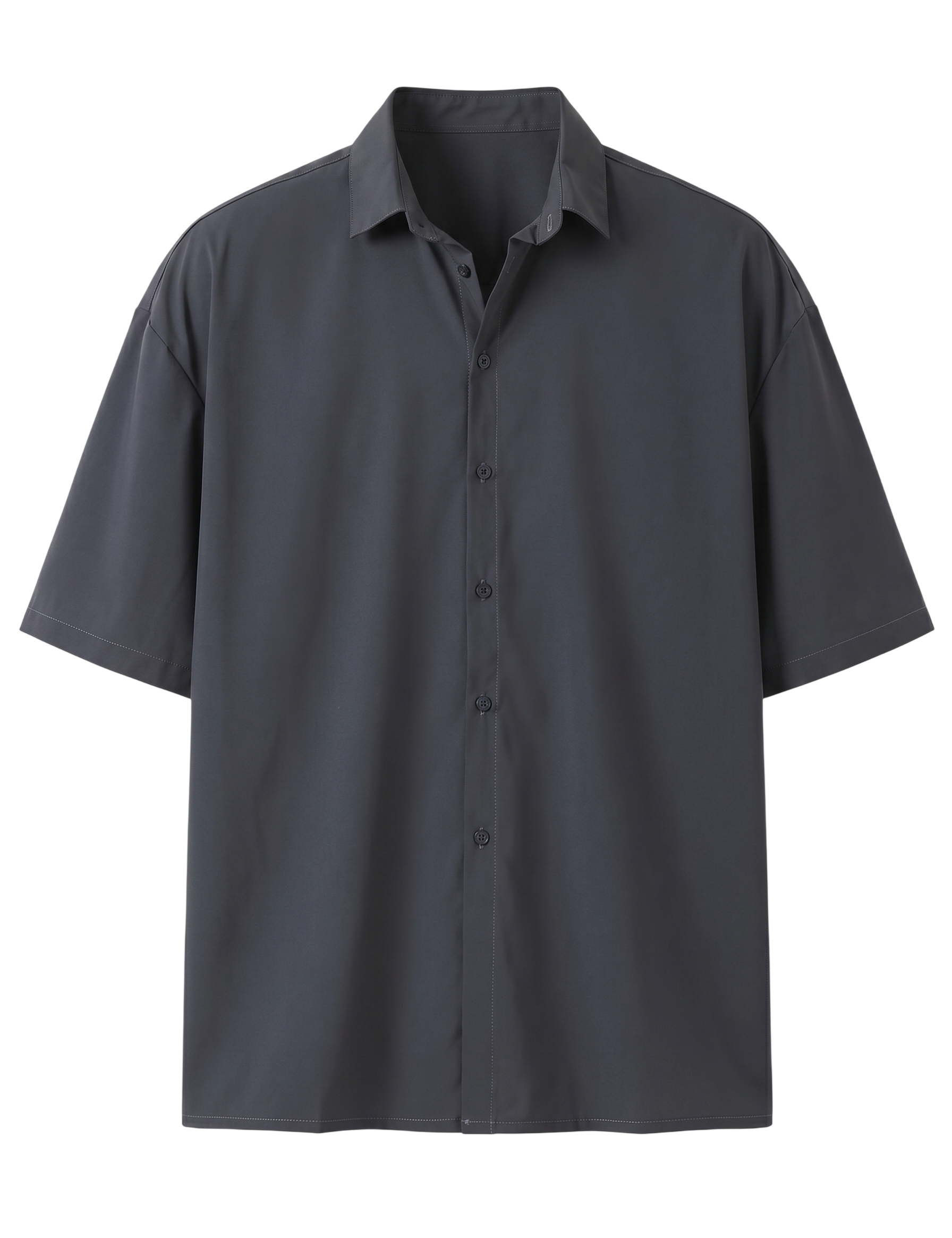 Dark gray short-sleeve shirt on a white background