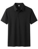 Dusty blue men’s buttoned short sleeve polo

