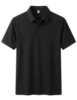 Dusty blue men’s buttoned short sleeve polo

