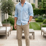 Full outfit - Light blue men’s lightweight collared summer shirt