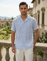 Full outfit - Light blue men’s textured short sleeve camp shirt