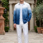 Full outfit White and blue gradient men’s cotton button-up shirt