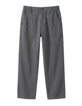 Gray men’s relaxed waist straight-leg trousers with side pockets