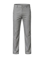 Gray men’s straight fit trousers with belt loops and side pockets