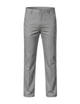 Gray men’s straight fit trousers with belt loops and side pockets