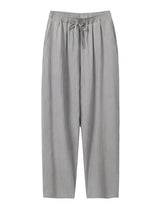 Gray pants with a drawstring on a white background