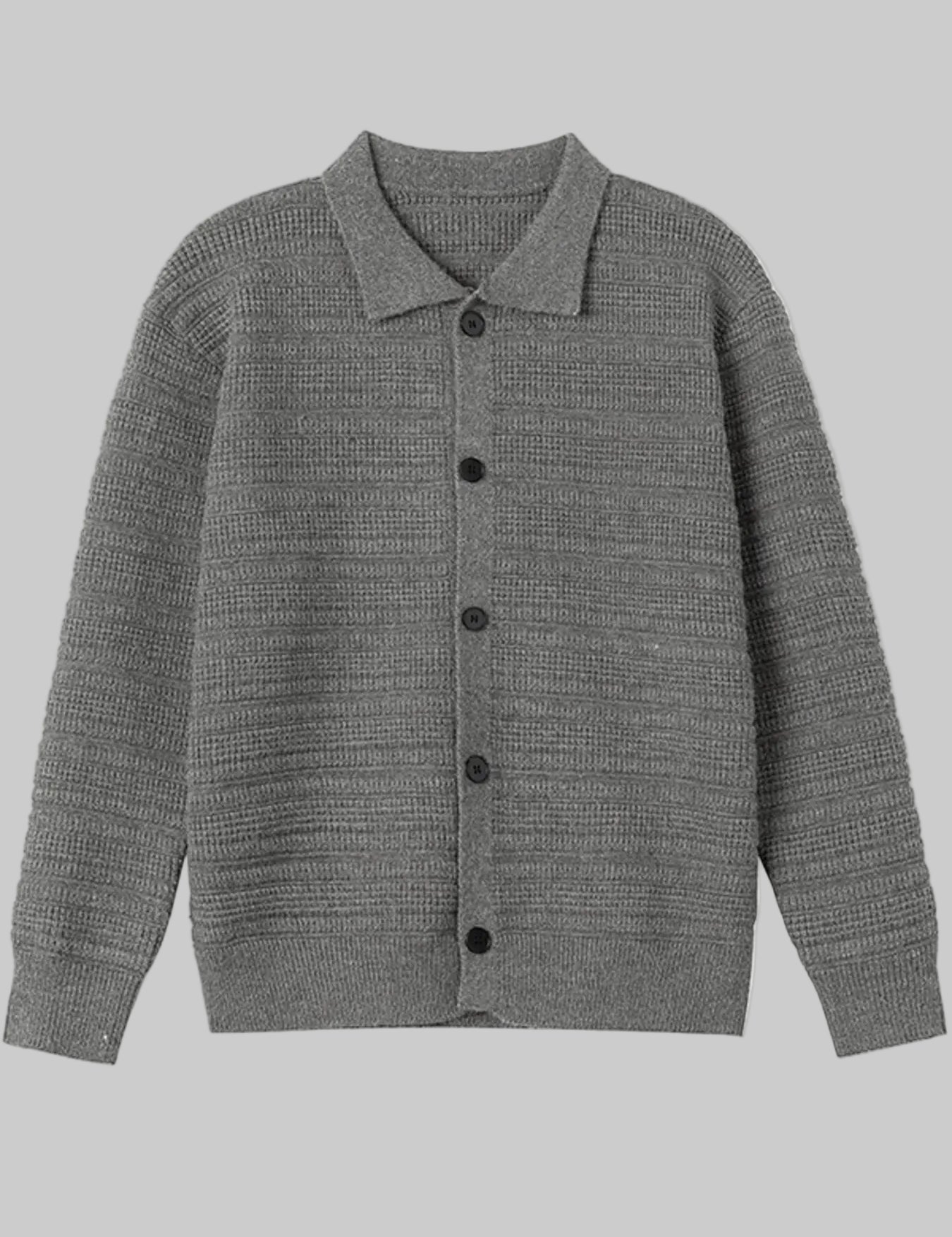 Gray textured button-up shirt on a white background