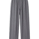 Gray textured relaxed-fit pants with straight legs on a white background.