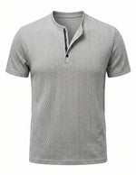 Gray textured short-sleeve shirt on a white background