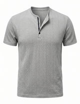 Gray textured short-sleeve shirt on a white background