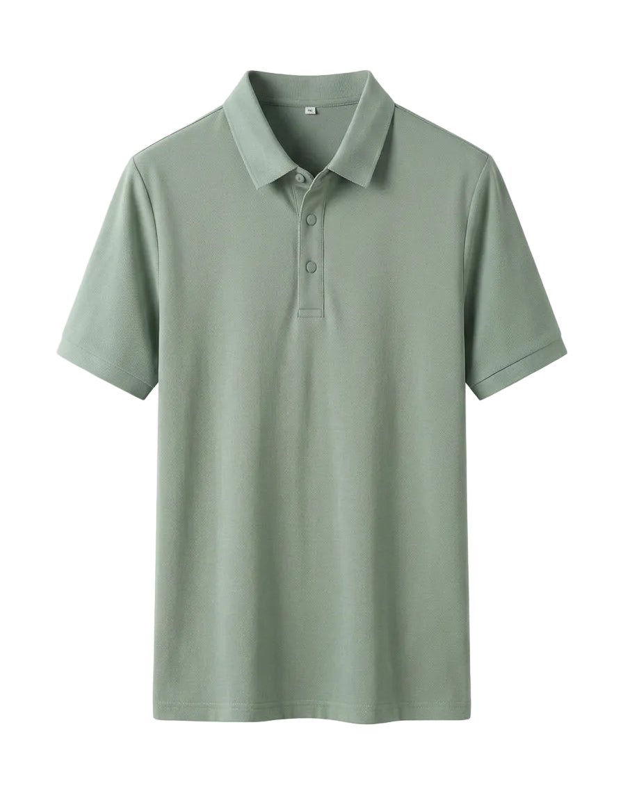 Green polo shirt on a white background