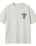 Heather grey men’s relaxed cotton T-shirt with small chest graphic
