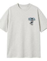 Heather grey men’s relaxed cotton T-shirt with small chest graphic
