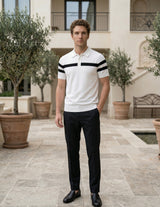 Rivello Striped Knit Polo for Men