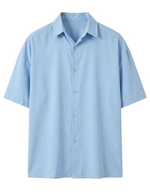 Light blue button-up shirt on a white background
