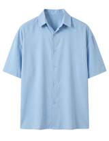 Light blue button-up shirt on a white background