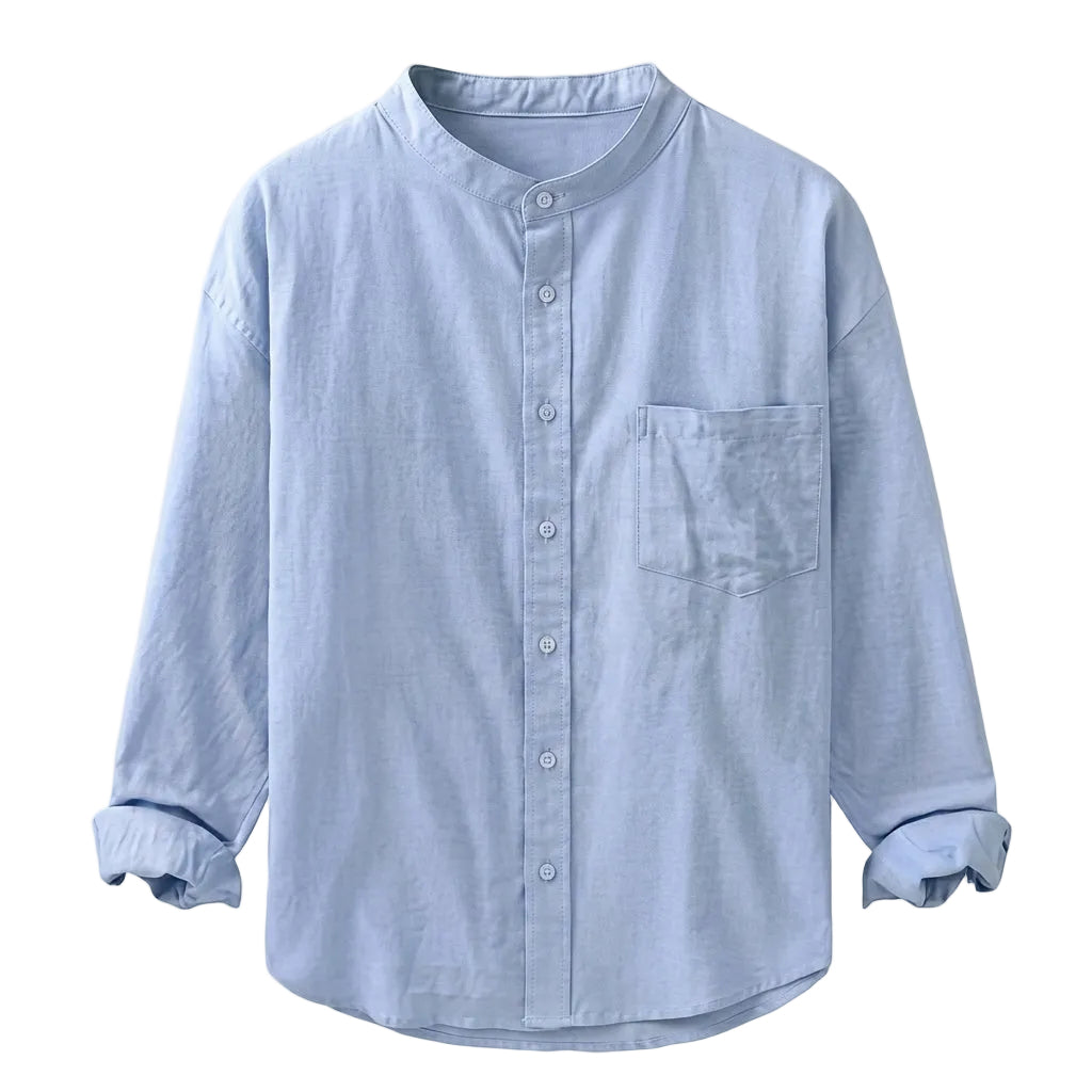 Light blue men’s relaxed cotton-blend long sleeve shirt