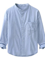 Light blue men’s relaxed cotton-blend long sleeve shirt