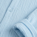 Marina - Light blue men’s textured long sleeve summer shirt, top fabric detail