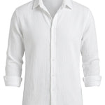 Marina - White men’s lightweight cotton-blend button-up shirt