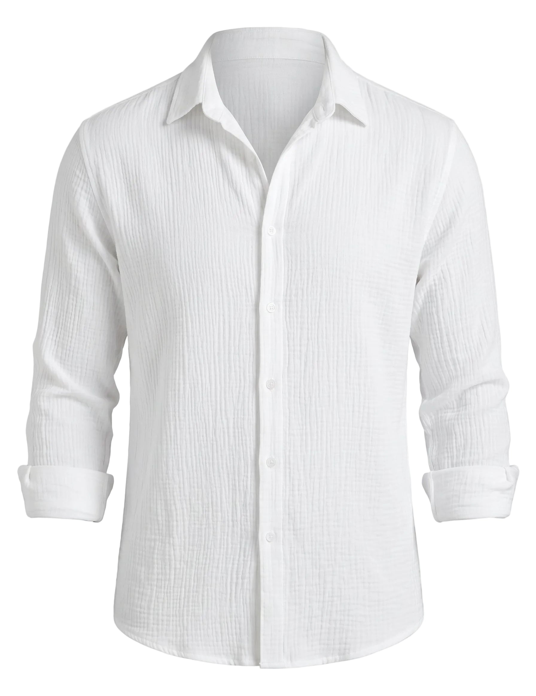 Marina - White men’s lightweight cotton-blend button-up shirt