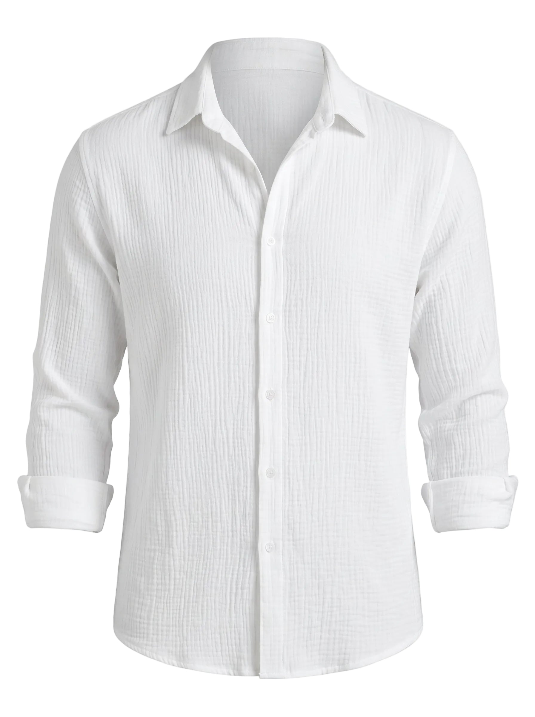 Marina - White men’s lightweight cotton-blend button-up shirt