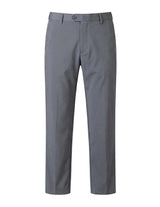 Medium gray men’s stretch trousers with button waistband