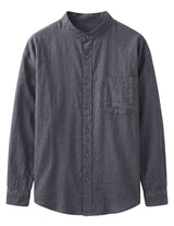 Milo - Charcoal gray men’s cotton-blend band collar shirt