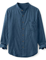 Milo - Slate blue men’s relaxed cotton-blend long sleeve shirt