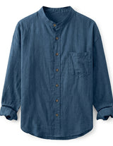 Milo - Slate blue men’s relaxed cotton-blend long sleeve shirt