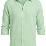 Mint green men’s lightweight cotton-blend summer shirt
