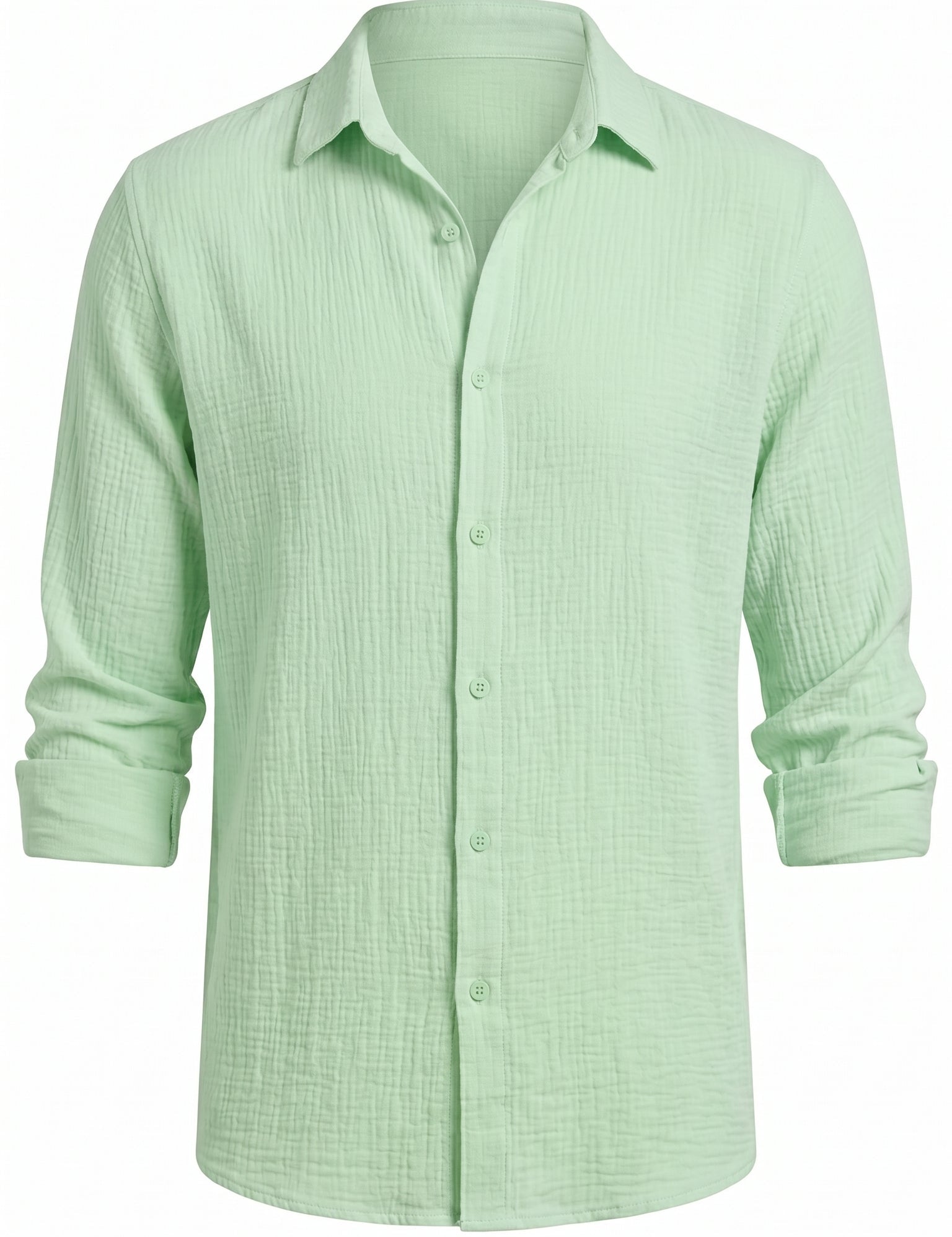 Mint green men’s lightweight cotton-blend summer shirt
