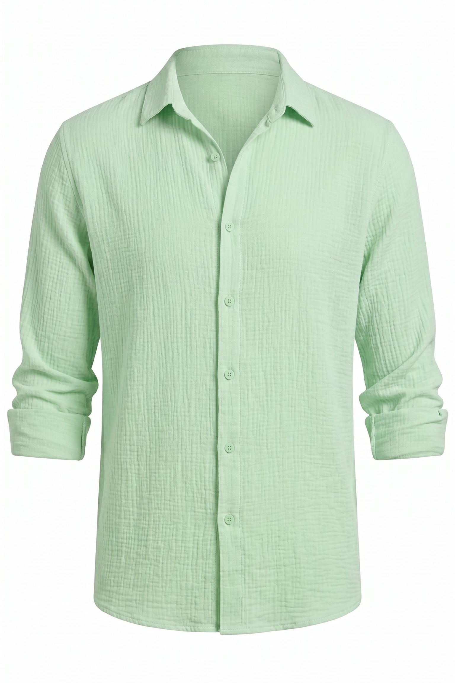Mint green men’s lightweight cotton-blend summer shirt
