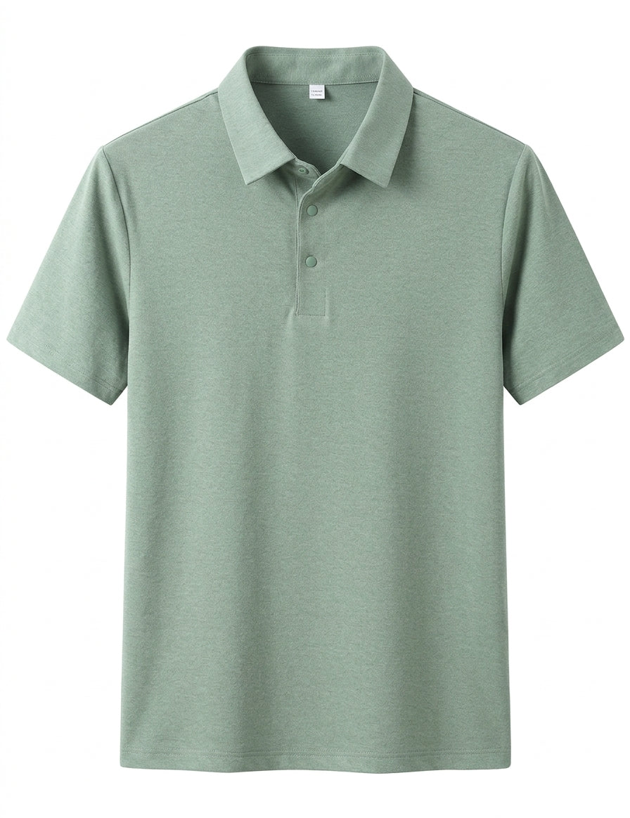 Green polo shirt on a white background