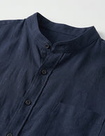 Navy blue shirt with a collar close-up