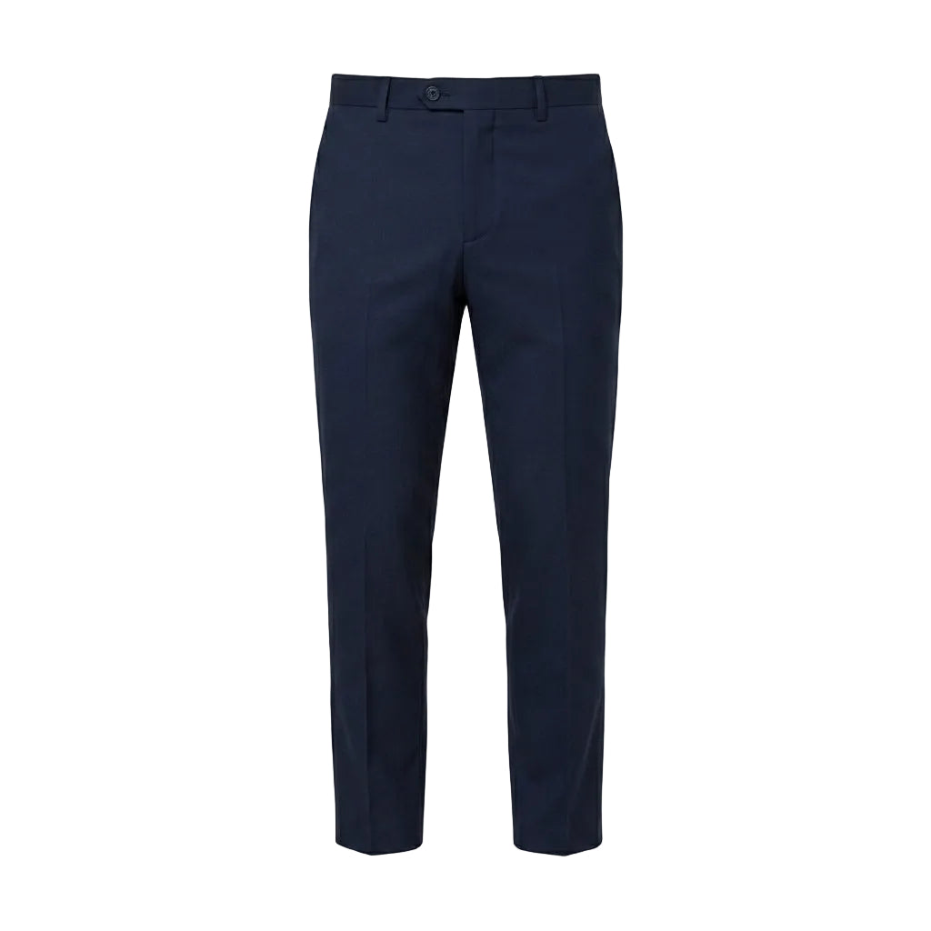 Navy men’s pocketed tailored trousers with clean straight fit product