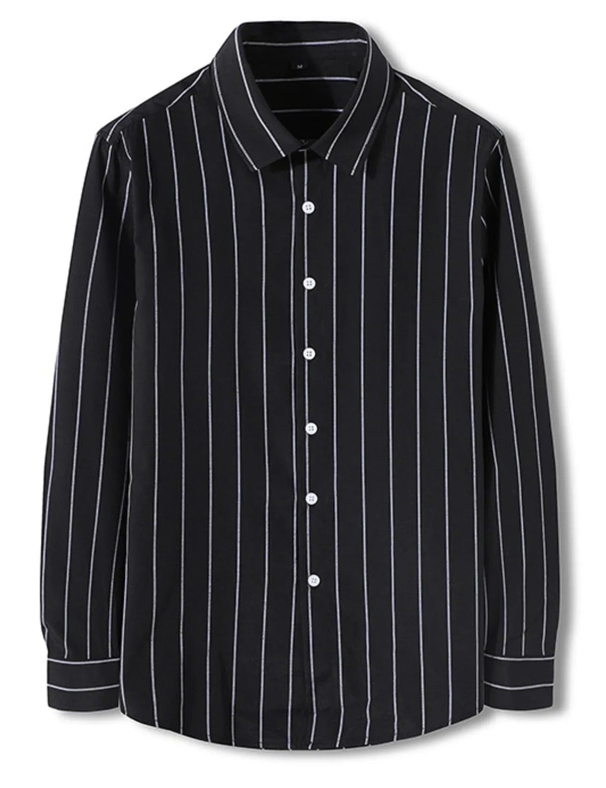 Palermo - Black men’s cotton-blend long sleeve striped shirt