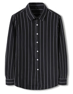 Palermo - Black men’s cotton-blend long sleeve striped shirt