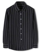 Palermo - Black men’s cotton-blend long sleeve striped shirt