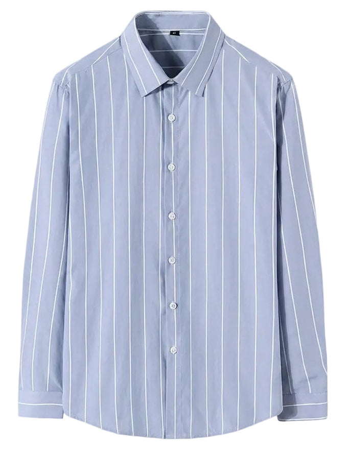 Palermo - Light blue men’s long sleeve striped casual shirt