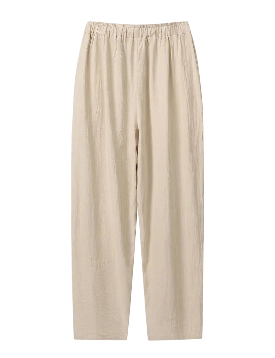 Beige pants on a light gray background