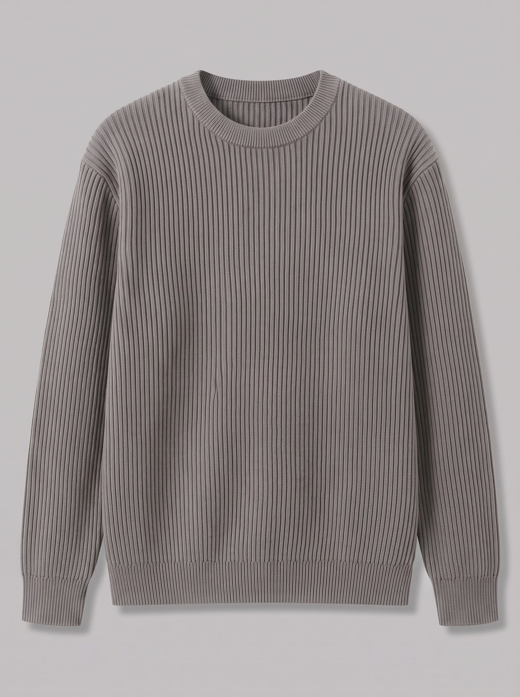 Rimini Men's Ribbed Crew Neck Sweater — gray — packshot
