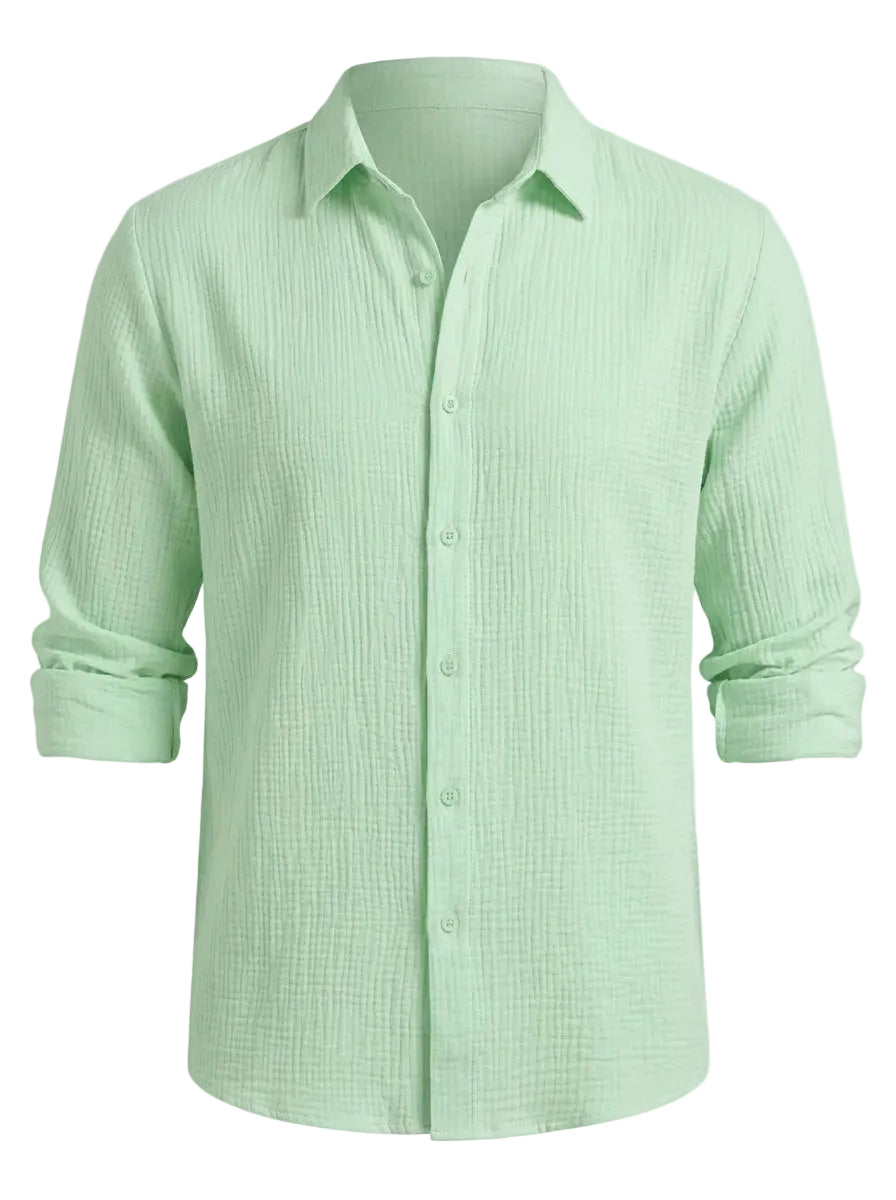 Riva -Mint green men’s textured cotton-blend summer shirt