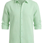 Riva -Mint green men’s textured cotton-blend summer shirt