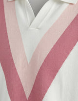 Rosato - White shirt with a pink and red striped sweater over it on a gray background