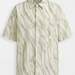 Sage green abstract men’s short sleeve collared shirt