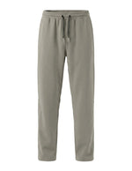 Sage green men’s lightweight drawstring pants with tapered leg and side pockets